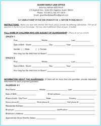 Guardianship over minors person Worksheet