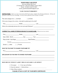 Name Change Worksheet