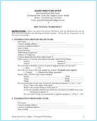 PRENUPTIAL AGREEMENT WORKSHEET