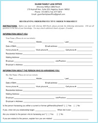 Protective Order_Restraining Order  WORKSHEET